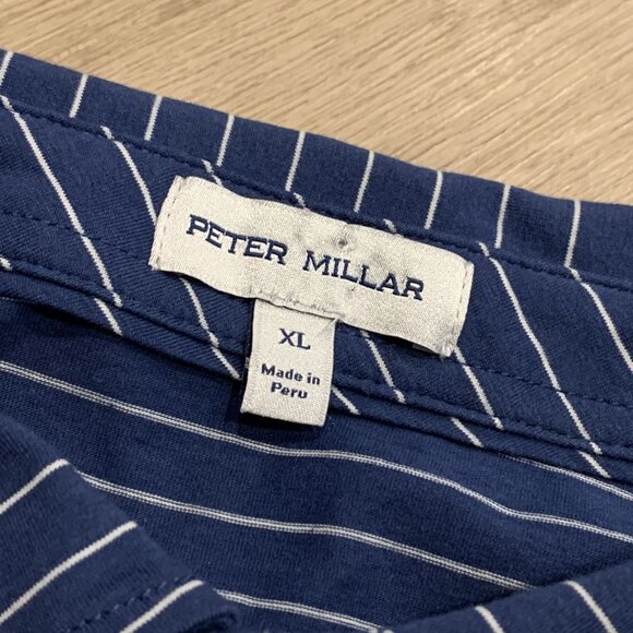 Peter Millar Polo Shirt Men's XL Blue Striped Pima Cotton Golf Hyannisport Club - Picture 4 of 8